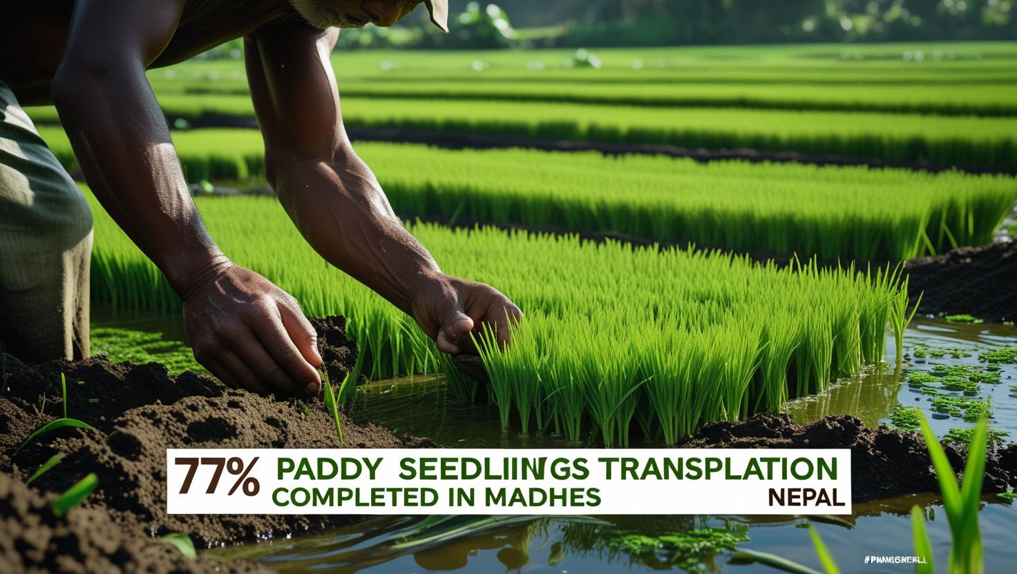 Featured Image of the news article मधेश प्रदेशमा ७७ प्रतिशत धान रोपाइँ सम्पन्न, उत्पादन घट्ने अनुमान